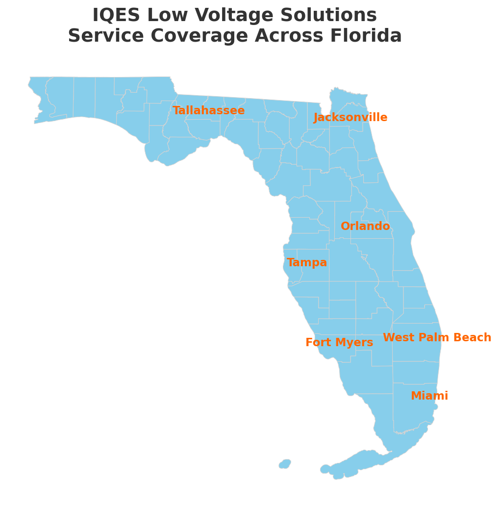 IQES Low Voltage Solutions - Service Coverage Across Florida